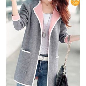Grey and pink casual blazer